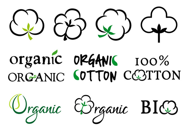 Organic cotton, vector set - Vector, Image