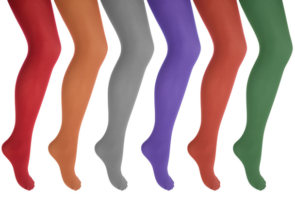 Τα πόδια των γυναικών σε πολύχρωμο καλσόν - Φωτογραφία, εικόνα