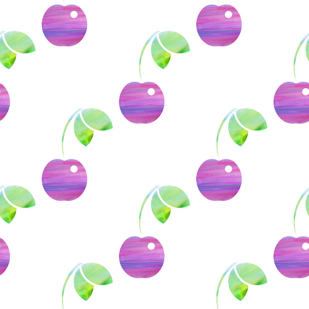 Seamless pattern with stylized silhouettes of cherry - Διάνυσμα, εικόνα