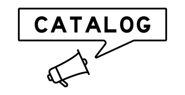 Megafon-Symbol mit Sprechblase im Wortkatalog auf weißem Hintergrund - Vektor, Bild