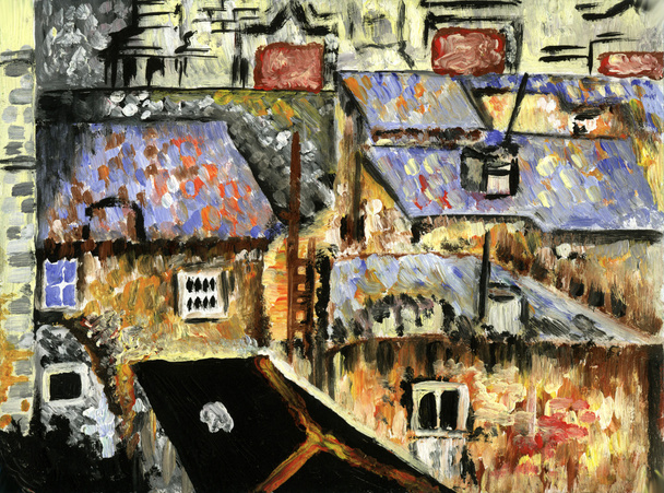 Roofs, Abstract painting - Photo, Image