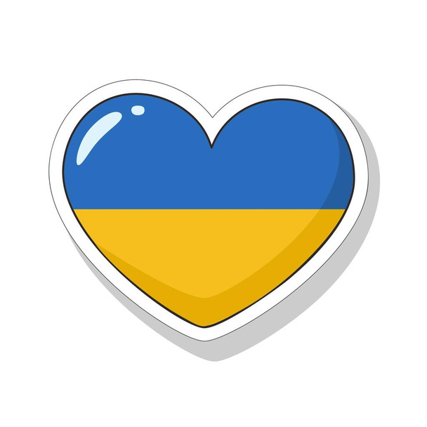 vector icon Ukraine heart sticker. Stock illustration i love Ukraine flag - Vector, Image