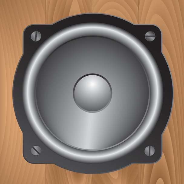 Audio speaker on wooden background - Vector, Image