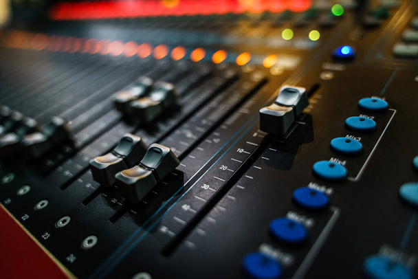 Audio mixing console, mixer slider. - Foto, Bild