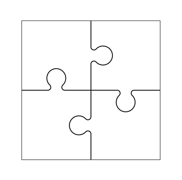 Набор черно-белых кусочков головоломки изолированы на белом фоне. Векторная иллюстрация - Вектор,изображение