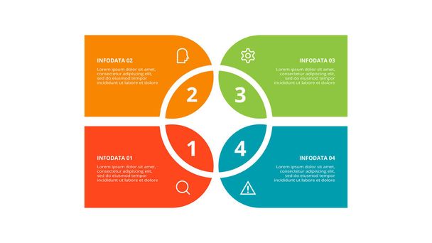 Concepto creativo para infografía con 4 pasos, opciones, piezas o procesos. - Vector, imagen