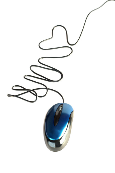 Bilgisayar fare ile tel (izole kalp) - Fotoğraf, Görsel