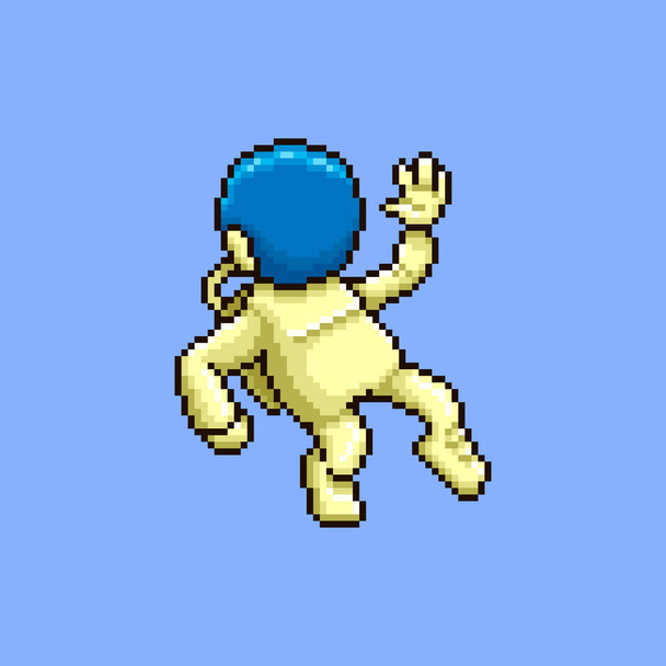 bunte einfache Vektor flache Pixelkunst Illustration von Cartoon tanzen oder schwebenden Astronauten - Vektor, Bild