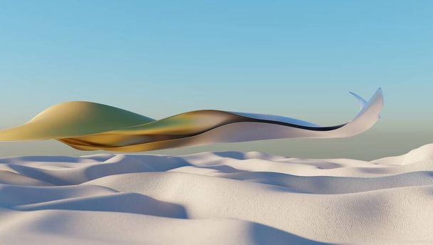 Big sand dunes panorama. Desert or beach sand textured background. 3d rendering. - Fotografie, Obrázek