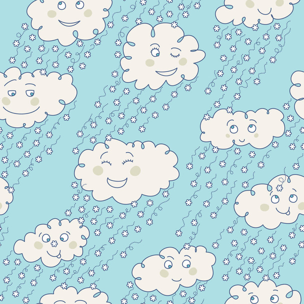 Vector seamless pattern with clouds in the sky, with snow. Winter theme - Vektor, kép