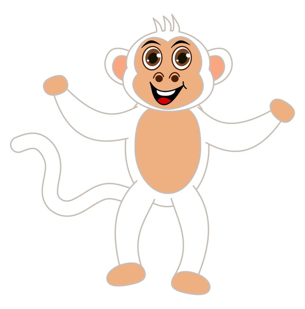 Rare white monkey and smiling and standing with brown eyes - Vector, Image