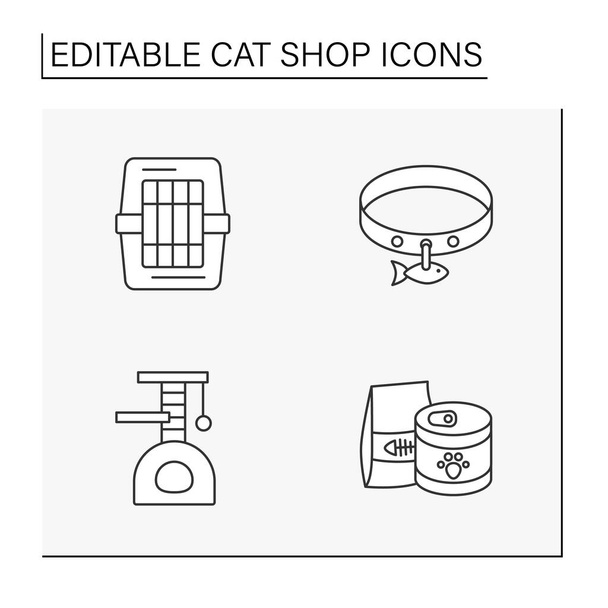 Cat Shop Line Symbole gesetzt - Vektor, Bild