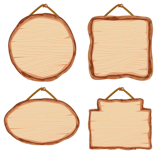 Conjunto de diferentes letreros de madera ilustración - Vector, imagen