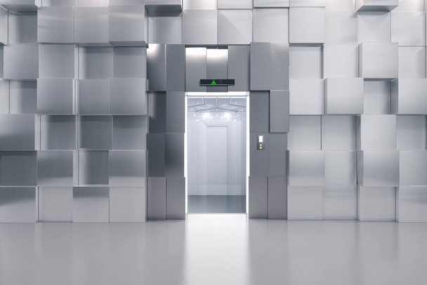 3d rendering metallic elevator or passenger lift door open - Valokuva, kuva