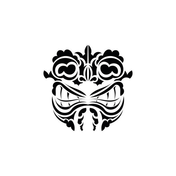 Tribal mask. Traditional totem symbol. Maori style. Vector isolated on white background. - Vector, Image