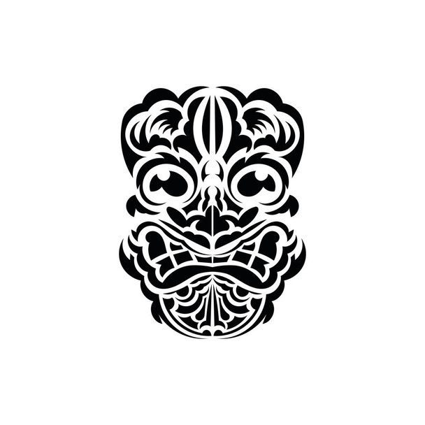 Törzsi maszk. Fekete tetoválás az ősi törzsek stílusában. Polinéziai stílus. Vektor illusztráció elszigetelt fehér háttér. - Vektor, kép