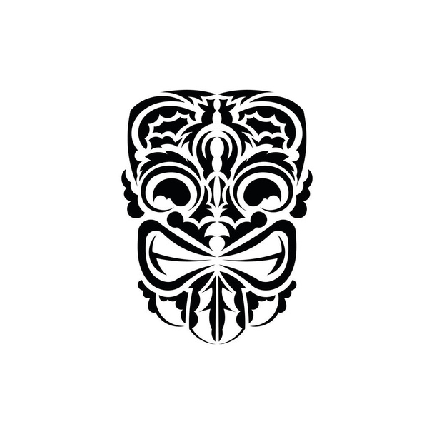 Племінна маска. Чорне татуювання в стилі стародавніх племен. Полінезійський стиль. Вектор над білим фоном. - Вектор, зображення