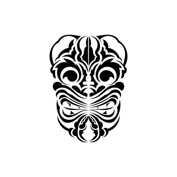 Pattern mask. Black tattoo in the style of the ancient tribes. Black ornament. Vector illustration isolated on white background. - Vector, Image
