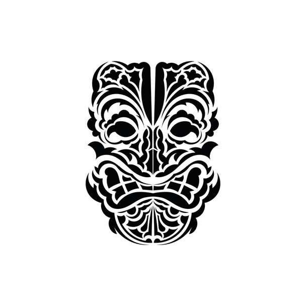 Il volto di un vichingo o di un orco. Totem simbolo tradizionale. Stile polinesiano. Illustrazione vettoriale isolata su sfondo bianco. - Vettoriali, immagini