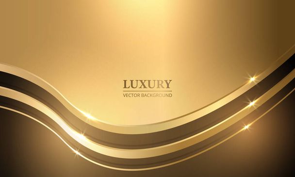 Abstrakte elegante Gold Luxus Hintergrund mit goldenen Linien. Realistischer Luxus-Hintergrund mit goldenen 3D-Metallwellen und hellen Akzenten. - Vektor, Bild