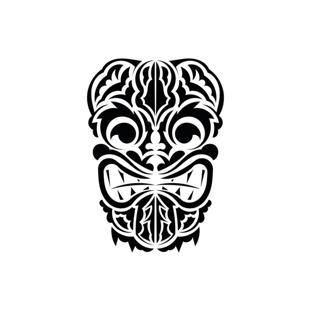 O rosto de um viking ou orc. Símbolo totem tradicional. Estilo maori. Ilustração vetorial isolada sobre fundo branco. - Vetor, Imagem