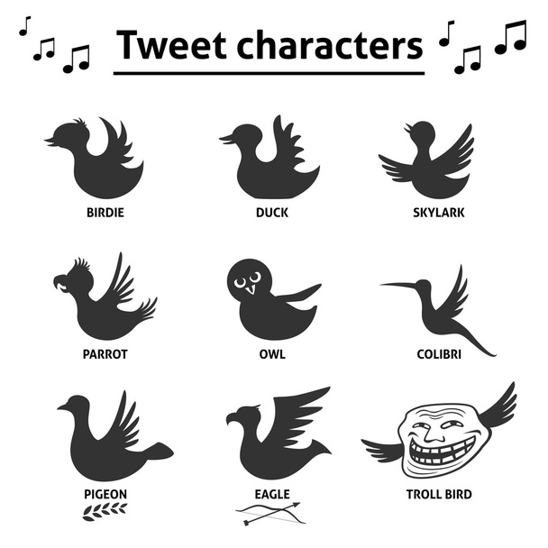 Tweet vogels social media internet iconen - Vector, afbeelding
