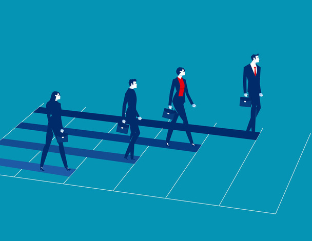 Gente de negocios caminando en el gráfico. Negocios vector de dibujos animados concepto de ilustración - Vector, imagen