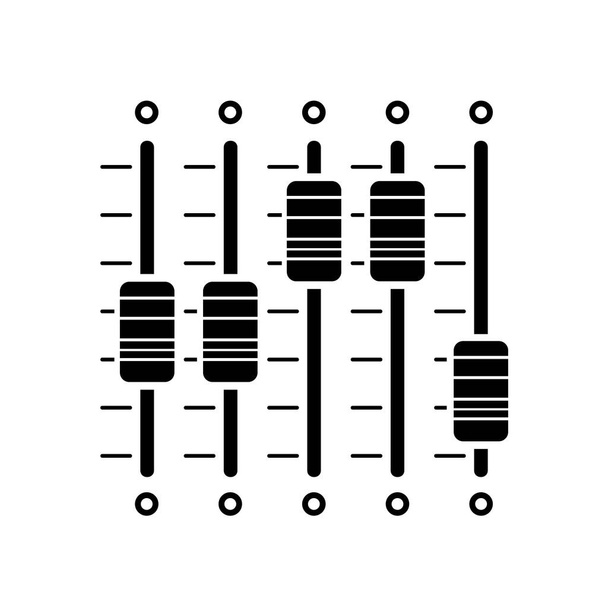 Эквалайзер слайдер простой стиль черного логотипа значок. Векторный джампер музыкальный вектор - Вектор,изображение