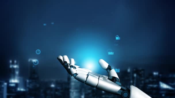 Robot futurista inteligencia artificial revolucionario concepto de tecnología de IA - Metraje, vídeo