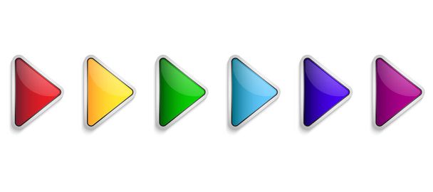 Set of bright glossy arrows. Colored arrows isolated. Glossy arrow buttons. Vector illustration - ベクター画像