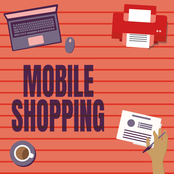 Написание текста для мобильного шопинга. Word Watch о покупке и продаже товаров и услуг через мобильные устройства - Фото, изображение
