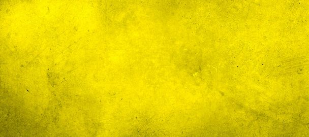 Yellow textured concrete wall wide background - Photo, Image