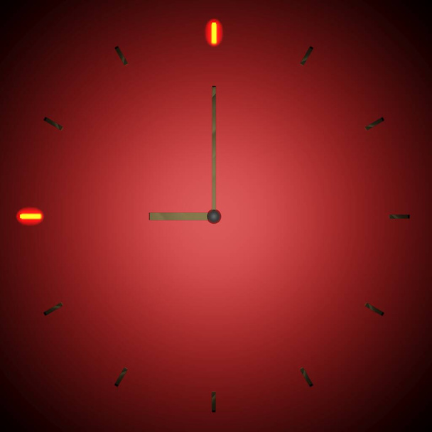 Kello yhdeksän, punainen tausta - 3D-mallinnus - Valokuva, kuva