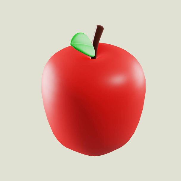 Apple Food minimales Symbol auf isoliertem Hintergrund 3D-Rendering - Foto, Bild