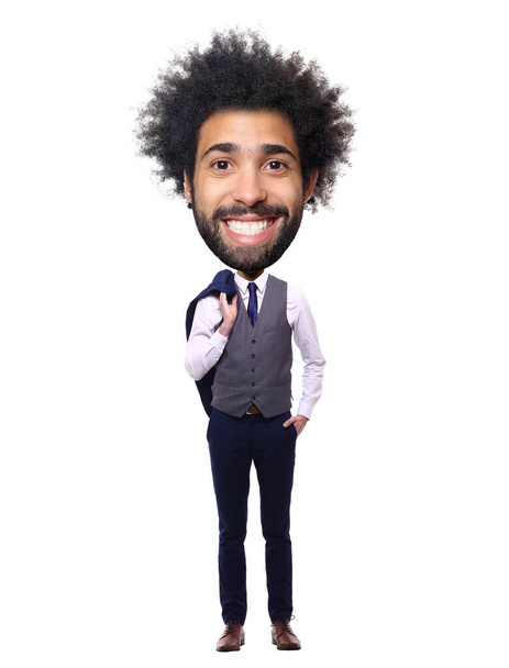 Beautiful man in front of a white background with a big Head - Φωτογραφία, εικόνα
