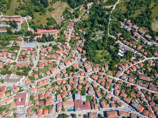 Aerial view of town of Teteven at Balkan Mountains, Lovech region, Bulgaria - Fotoğraf, Görsel