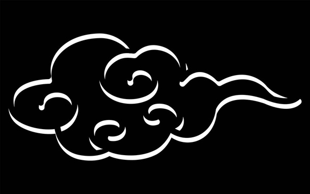 Ilustração em preto e branco de nuvens de estilo chinês. Ícone tridimensional da nuvem tradicional. - Foto, Imagem