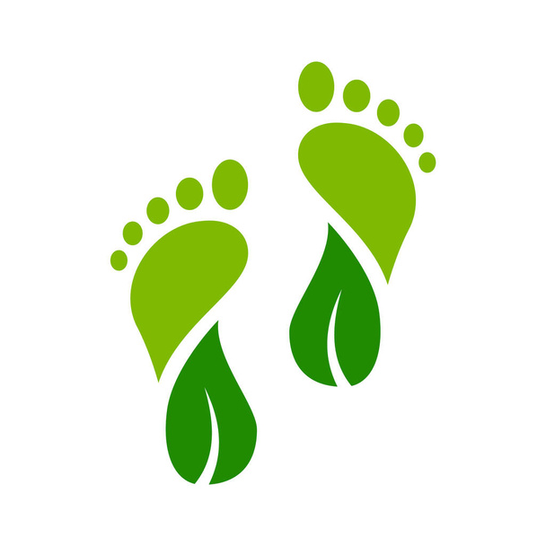 Foot in shape of a leaf. Carbon neutrality. Feet with a leaves. Zero carbon footprint concept. Green step. Environmental friendly action idea. Net zero emission. Vector illustration, flat, clip art.  - Vector, imagen