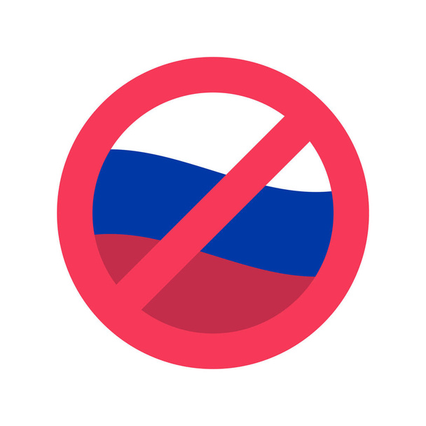 Russian ban icon. Red prohibiting sign. Sanction and financial embargo. Sanctions russia. Political pressure. Trade restriction and economic restrictions. Financial ban. Template vector flat design. - Vektor, obrázek