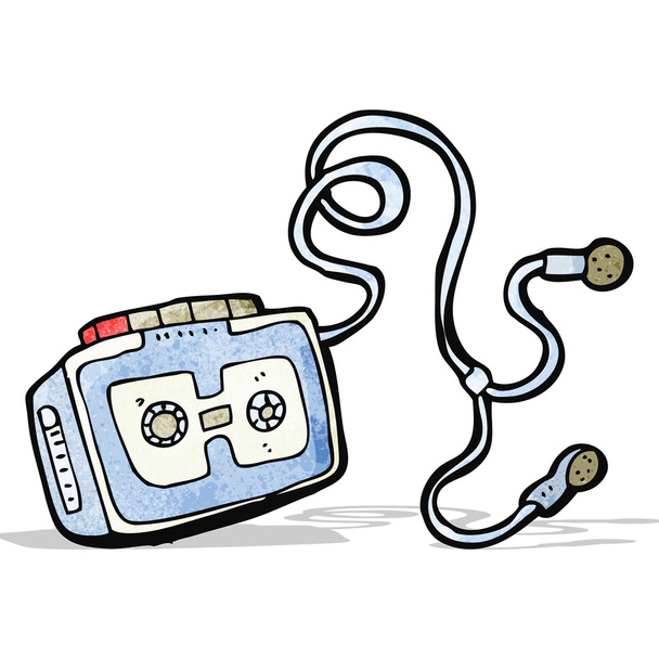 personal cassette player cartoon - Vector, Image