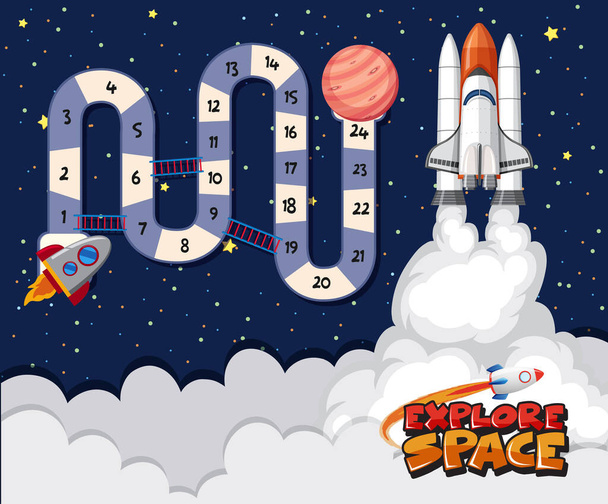 Game template with space theme background illustration - Vector, Image