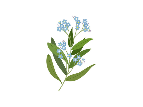 Větve pastelové modravé fialové mini květy. - Vektor, obrázek