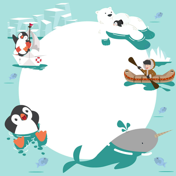 Cartoon arctic animals  with copy space  - Vecteur, image