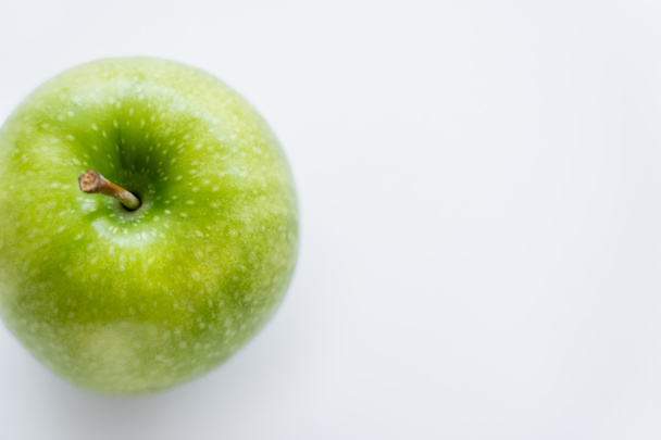 top view of whole green apple on white - Fotoğraf, Görsel
