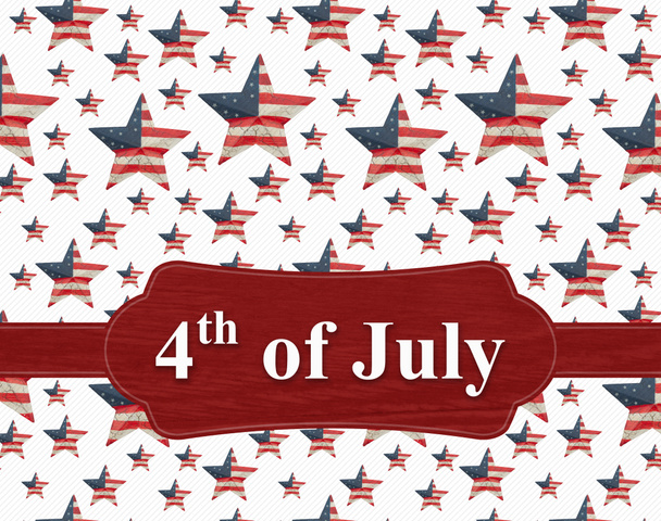 Happy 4th of July banner with retro red, white and blue US flag stars - 写真・画像
