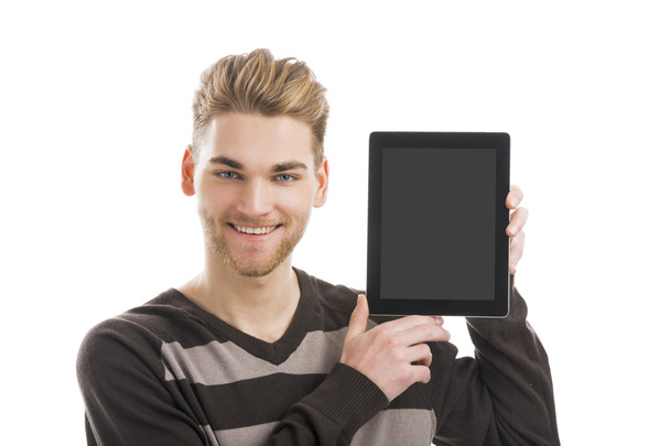 Man holding a tablet - Фото, изображение