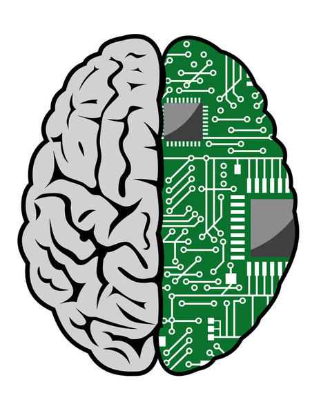 Brain and motherboard - Vector, Image