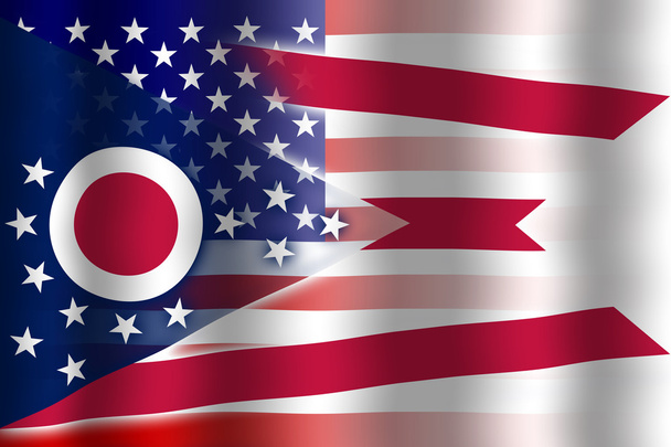 ondeando la bandera de Estados Unidos y Ohio
 - Foto, Imagen