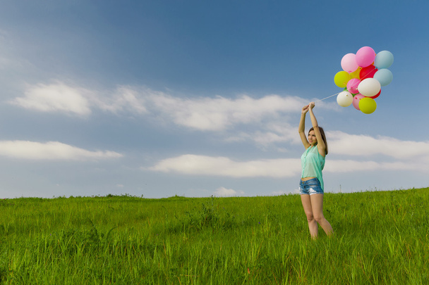 Balonlar ile kız - Fotoğraf, Görsel