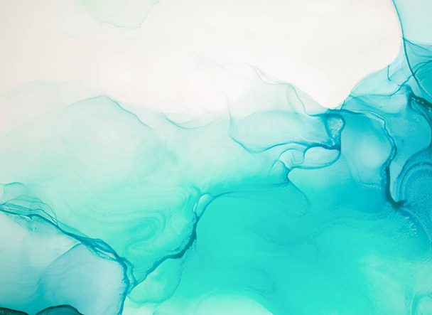 Abstract contemporary art fluid. Alcohol ink colors translucent. Marble card presentation, flyer, invitation card. Tender decoration isolated on white background. - 写真・画像